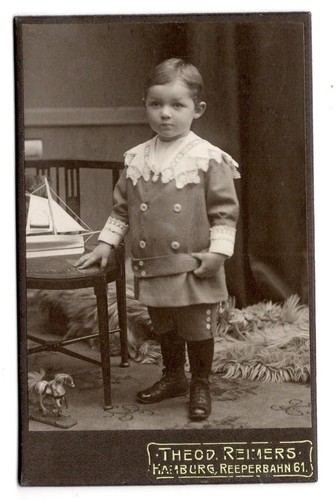 Cdv foto kind spielzeug pferd - spielzeug,